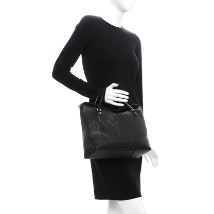 Gucci Guccissima Medium Bree Foldover Tote Black 2 of 13