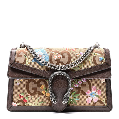 Gucci Monogram Jumbo GG Textured Dollar Calfskin Embroidered Small Dionysus Shoulder Bag Camel Ebony New Acero Multicolor 1 of 11