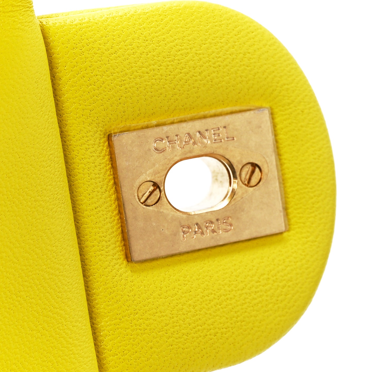 Lambskin Quilted Mini Pearl Crush Flap Yellow