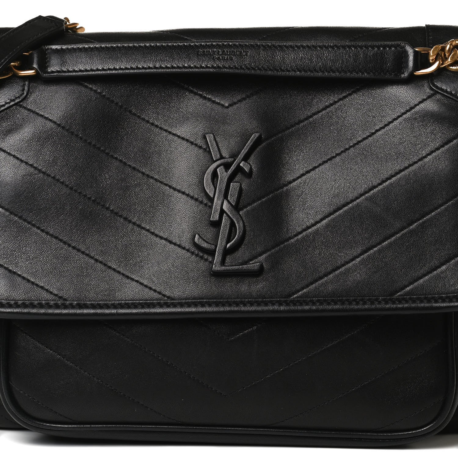 Saint Laurent Lambskin Matelasse Monogram Medium Niki Chain Satchel Black 10 of 13
