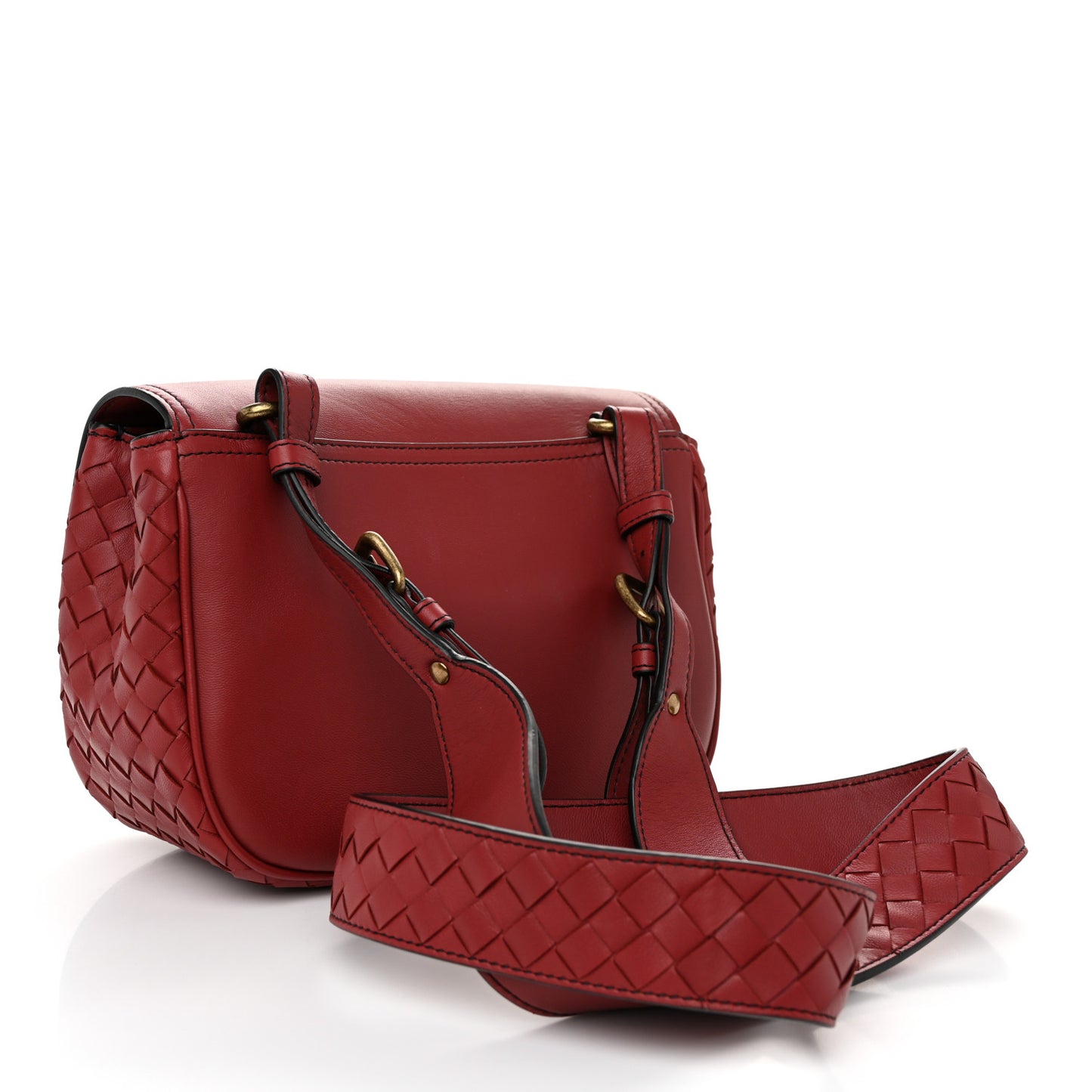 Smooth Nappa Intrecciato BV Luna Crossbody Satchel Baccara Rose