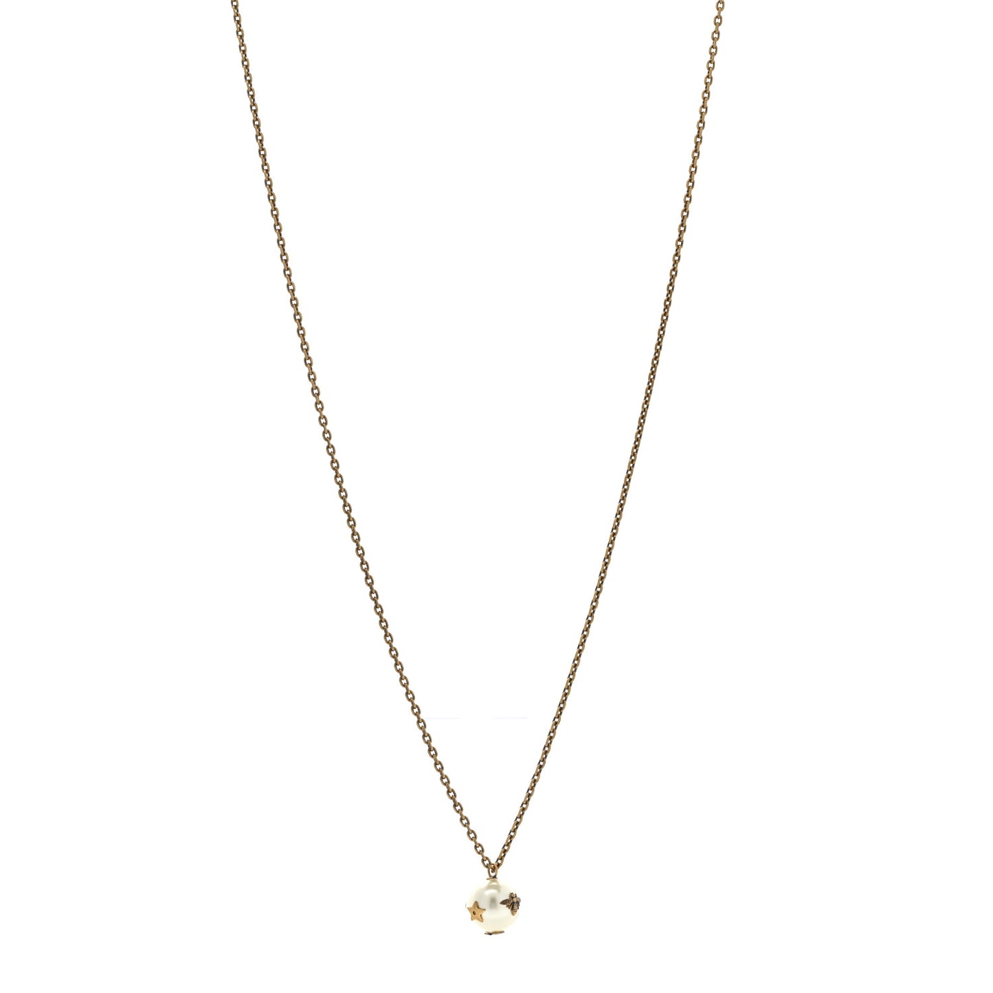 Pearl Logo Heart Necklace Gold