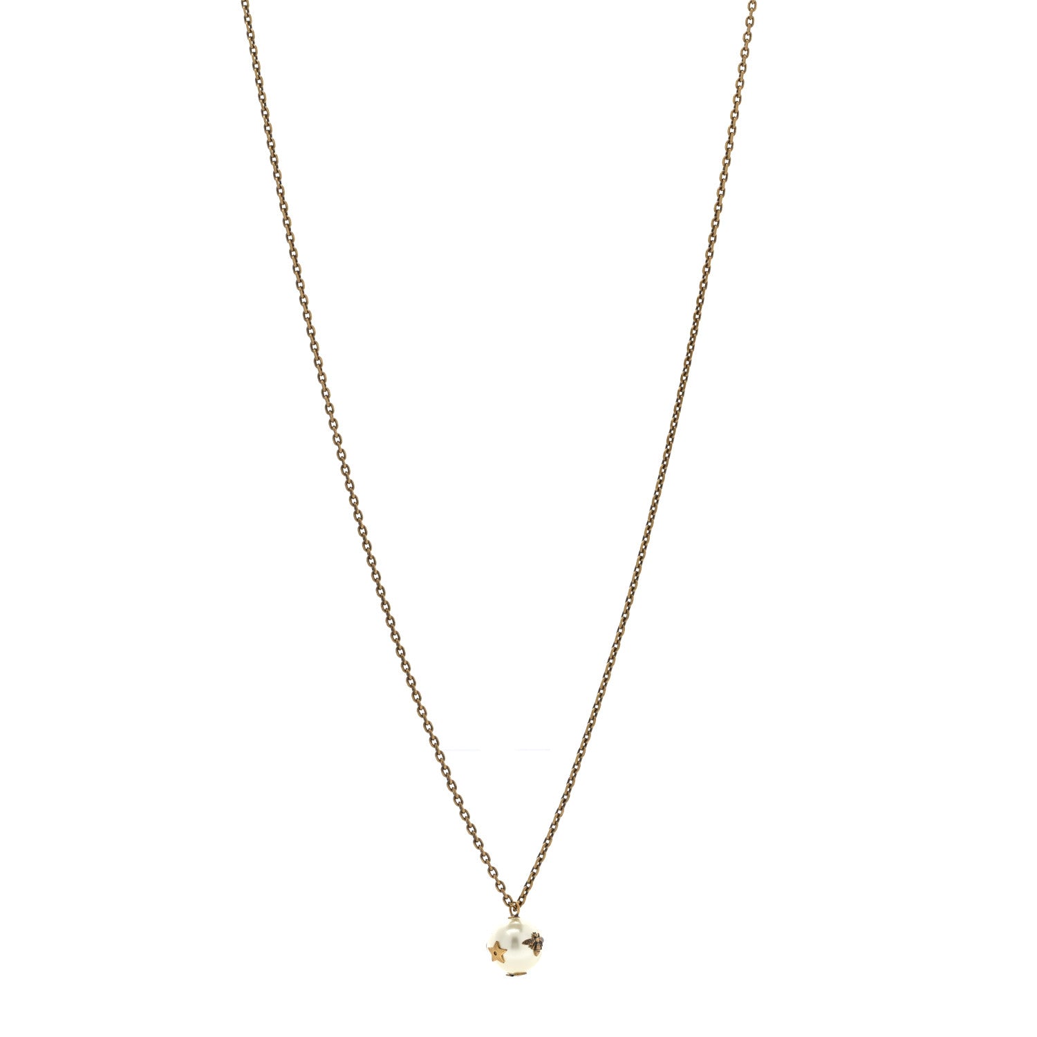 Christian Dior Pearl Logo Heart Necklace Gold 1 of 6