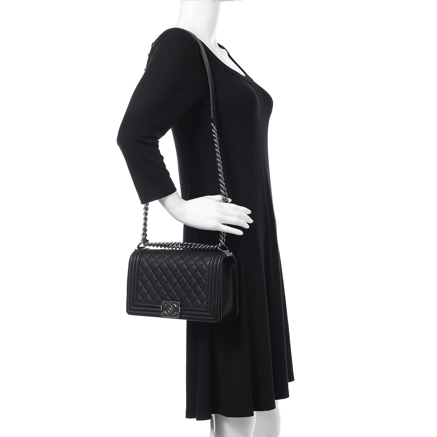 Chanel Caviar Quilted Medium Boy Flap Black 2 of 12