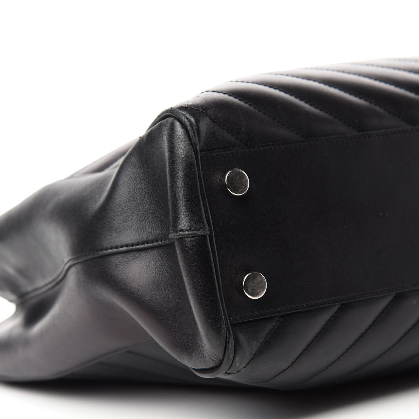 Smooth Calfskin Matelasse Chevron Monogram Shopping Bag Black