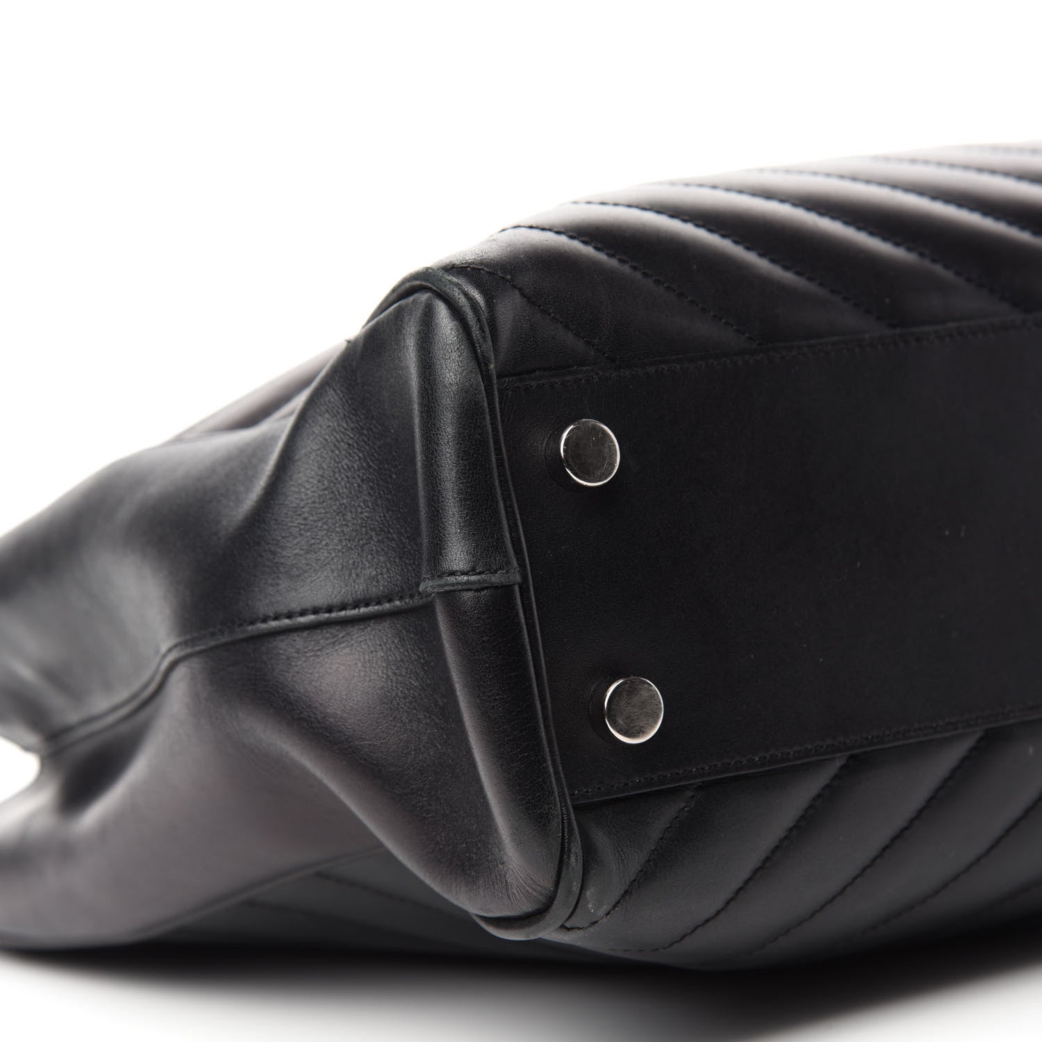 Saint Laurent Smooth Calfskin Matelasse Chevron Monogram Shopping Bag Black 6 of 16