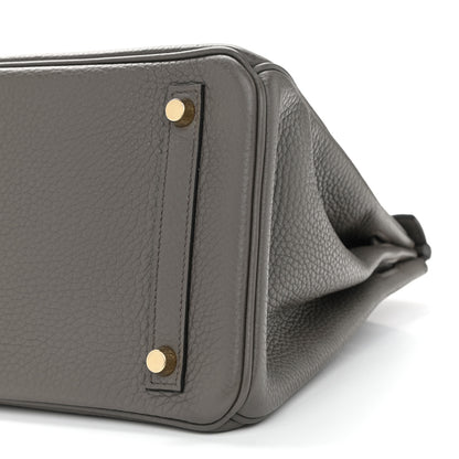 Hermes Taurillon Clemence Birkin 30 Etain 10 of 12