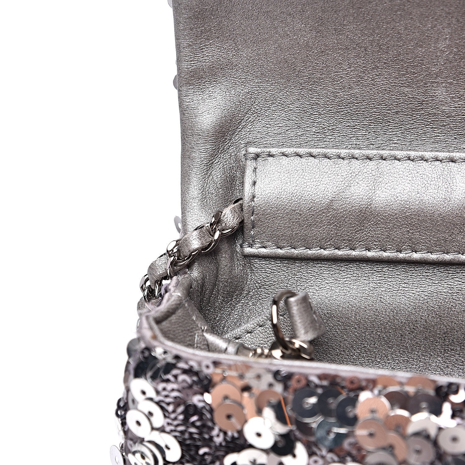 Chanel Sequin Medium Single Flap Silver 14 of 14