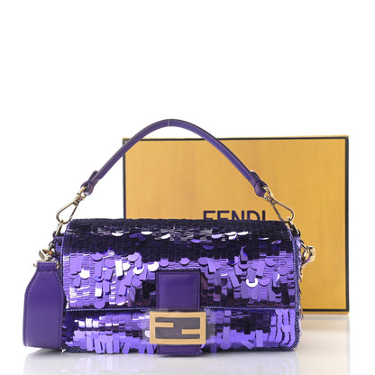 Fendi Sequin Paillettes Shiny Nappa Sex and the City Baguette Viola Purple Rain 11 of 11