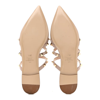 Valentino Garavani Pebbled Calfskin Rockstud Flat Cage Mules 36.5 Poudre 6 of 10