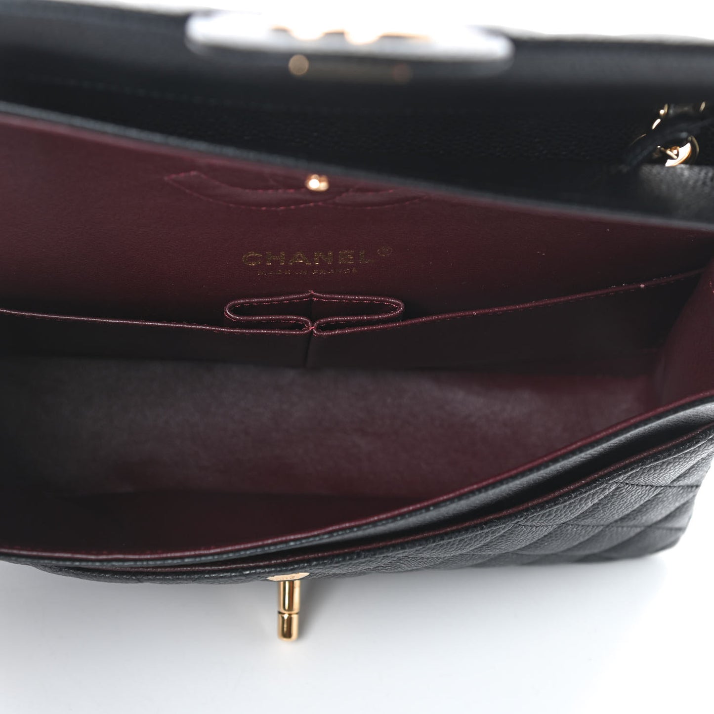 Caviar Quilted Medium Double Flap Black