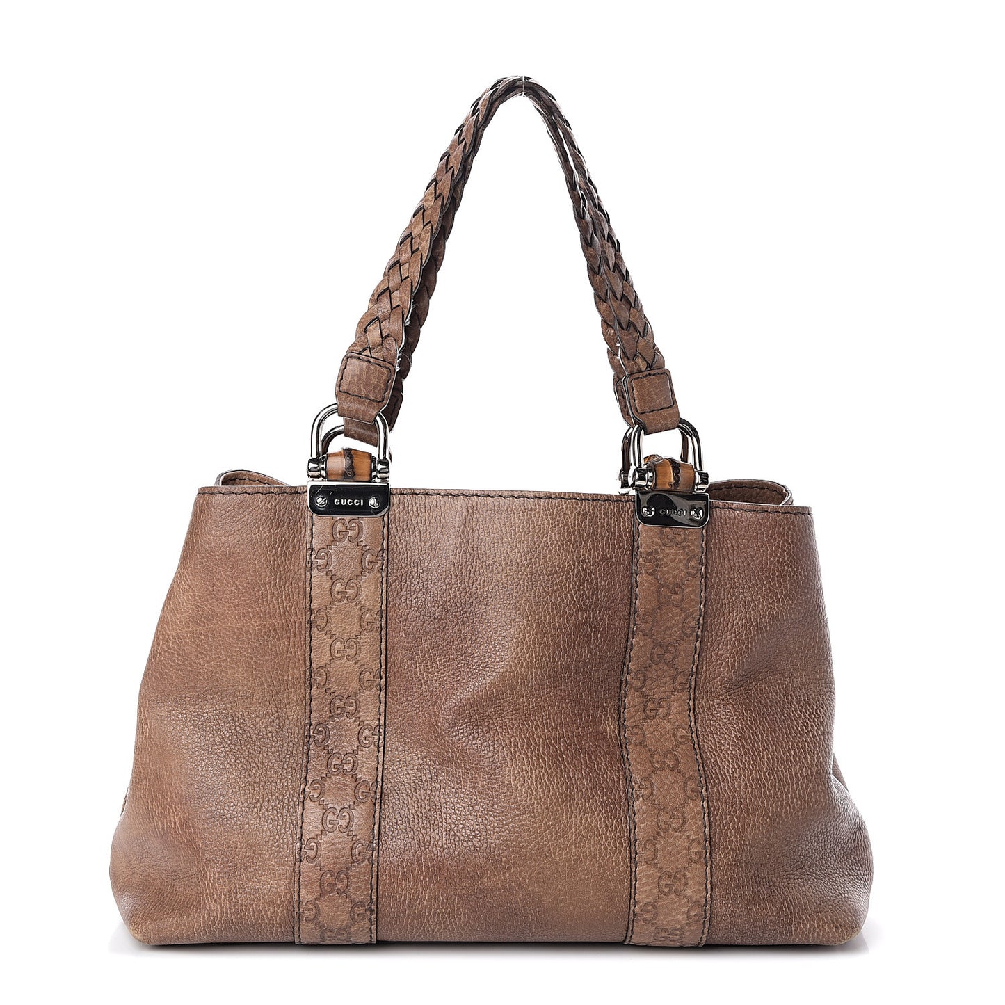 Calfskin Medium Bamboo Bar Tote Bag Brown