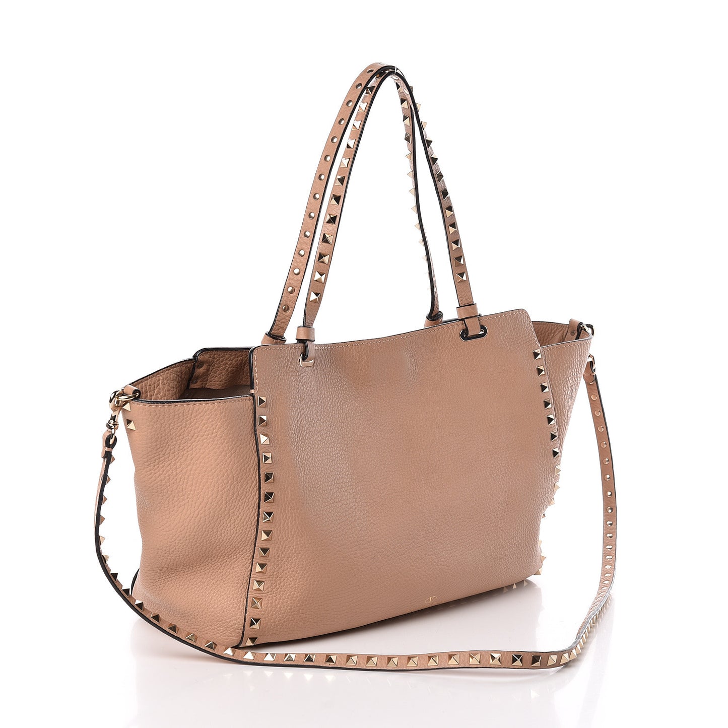 Pebbled Calfskin Medium Rockstud Tote Skin Sorbet