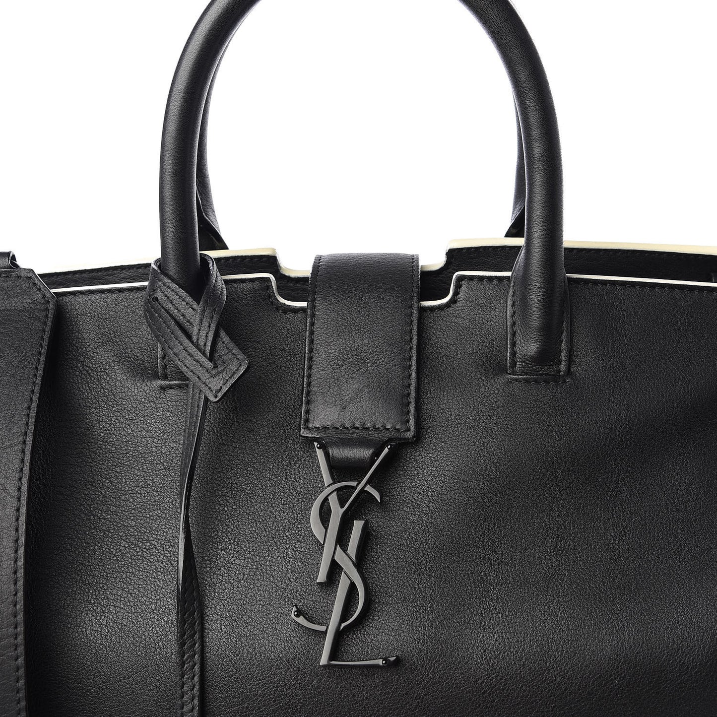 Calfskin Small Monogram Downtown Cabas Black White