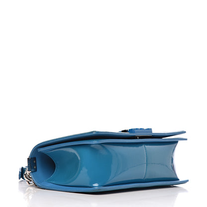 Chanel Patent Calfskin Quilted Medium Plexiglass Boy Flap Blue 4 of 13