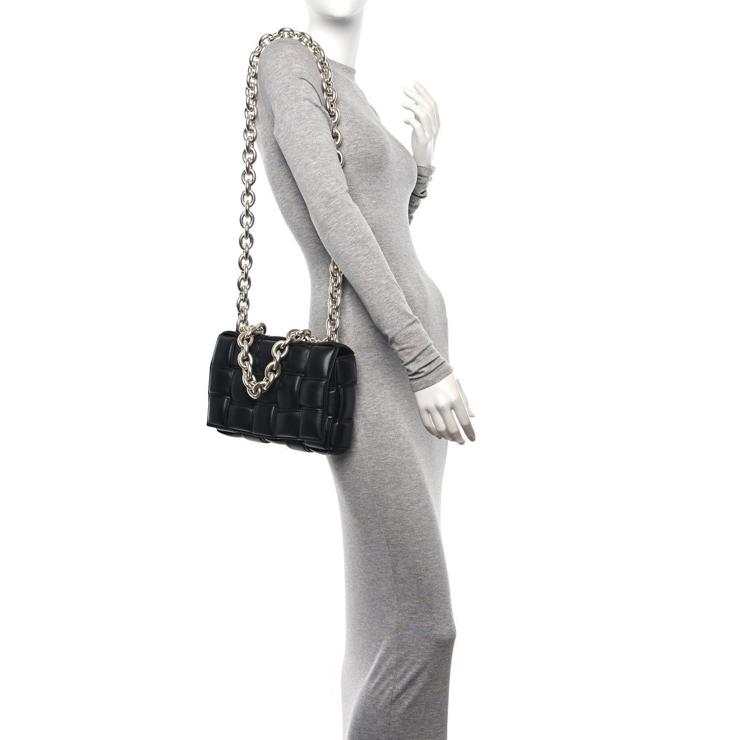 Bottega Veneta Lambskin Maxi Intreccio Padded Chain Cassette Crossbody Bag Black 2 of 9