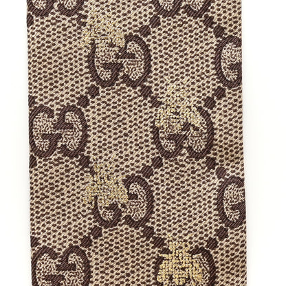 Gucci Silk Twill GG Monogram GG Bee Neck Bow Scarf Black Red 3 of 3