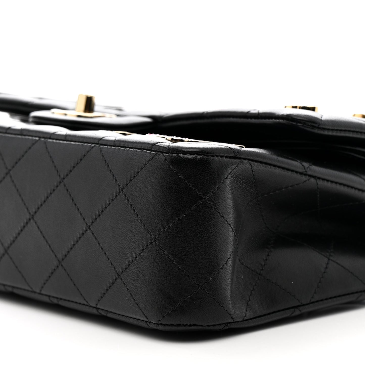 Lambskin Quilted Medium Hollywood Charms Double Flap Black