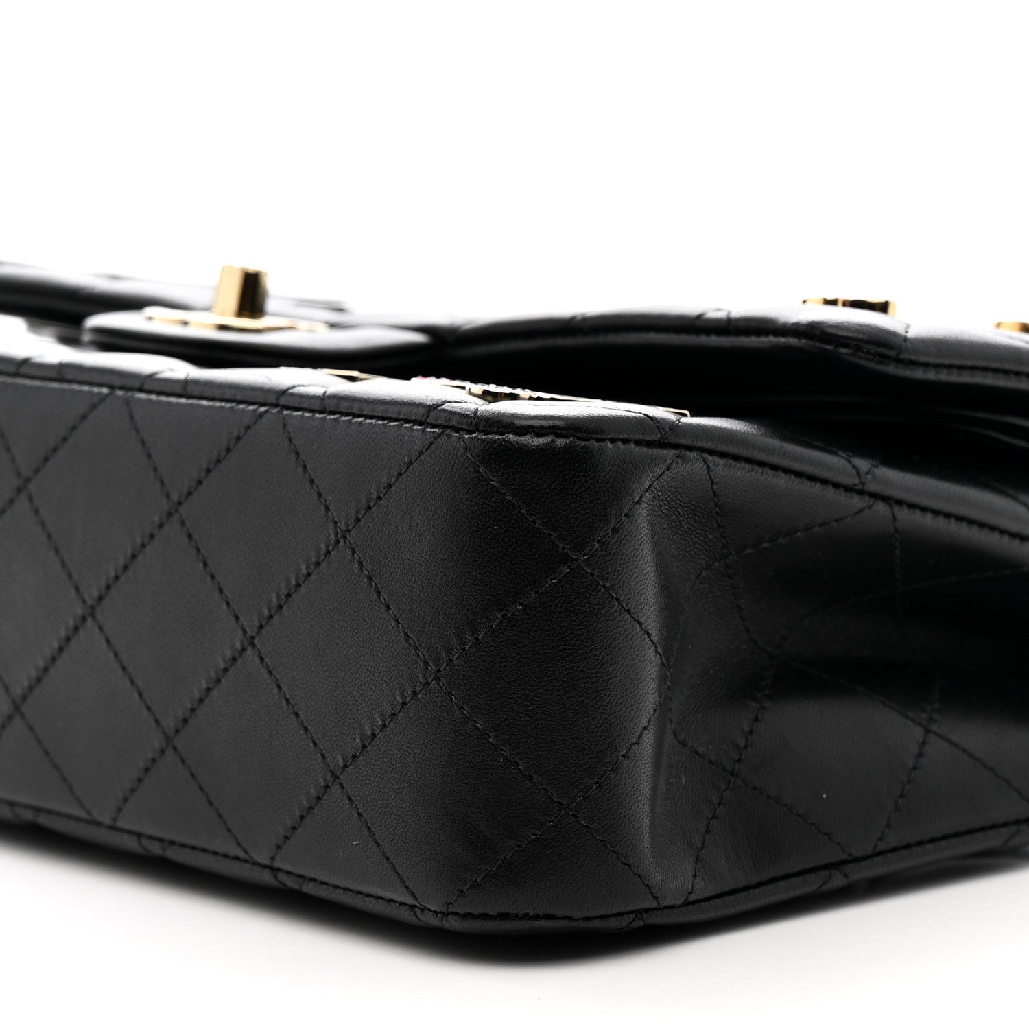 Chanel Lambskin Quilted Medium Hollywood Charms Double Flap Black 10 of 14