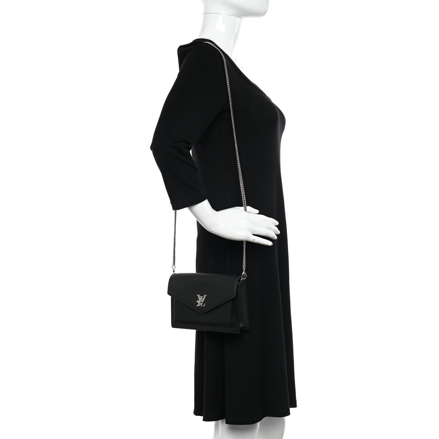 Soft Calfskin My Lockme Chain Pochette Black