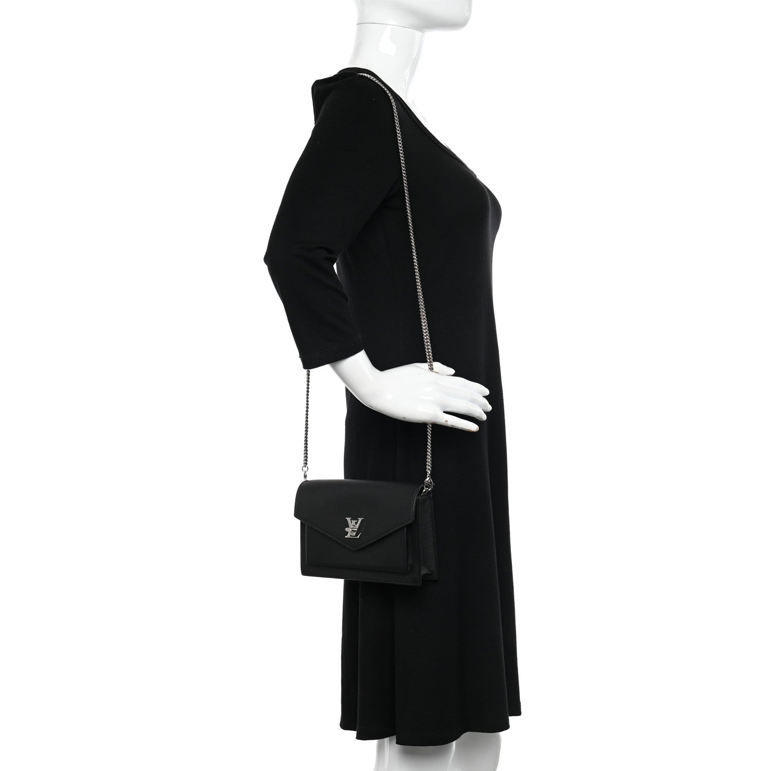 Louis Vuitton Soft Calfskin My Lockme Chain Pochette Black 2 of 13