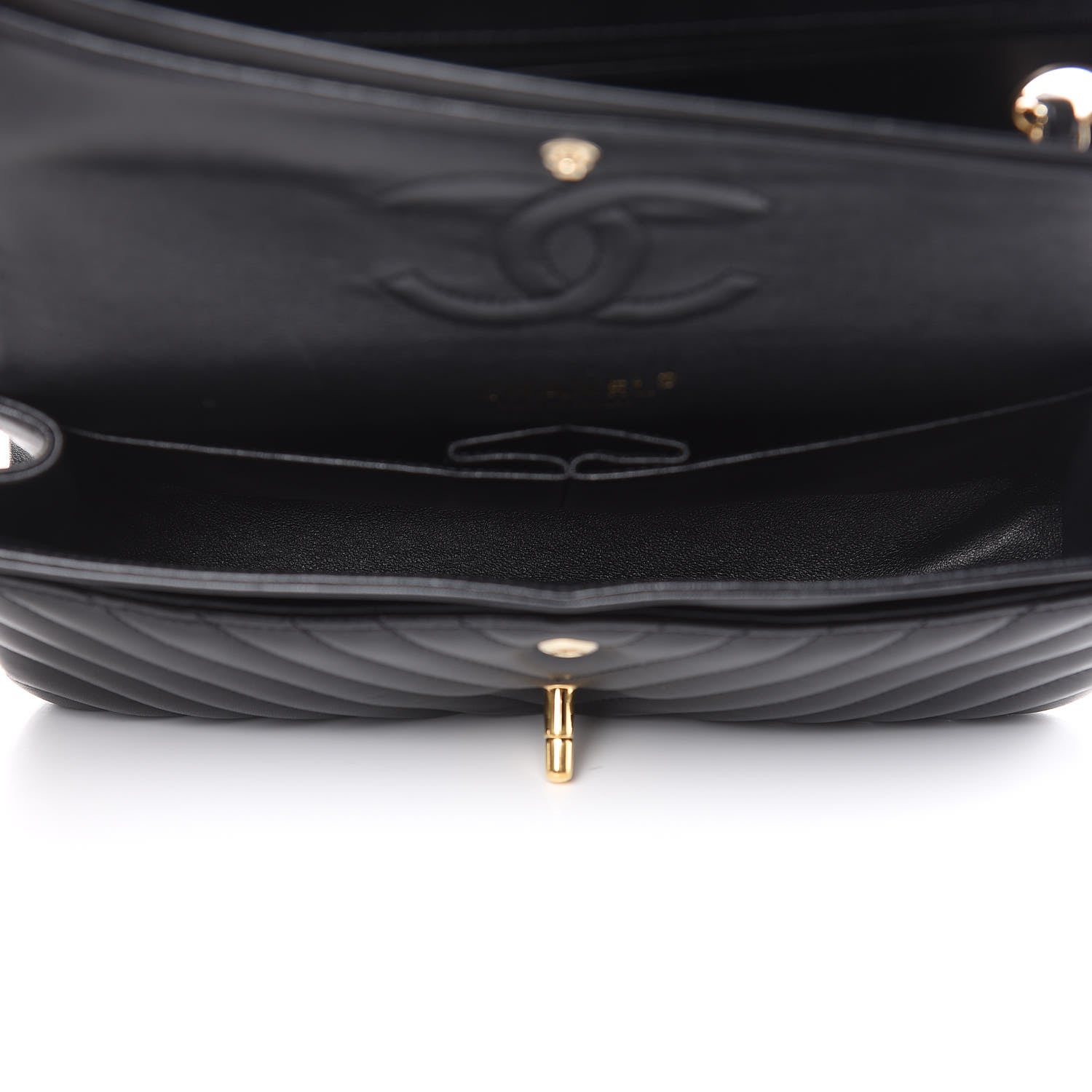 Chanel Lambskin Chevron Quilted Medium Double Flap Black 5 of 17