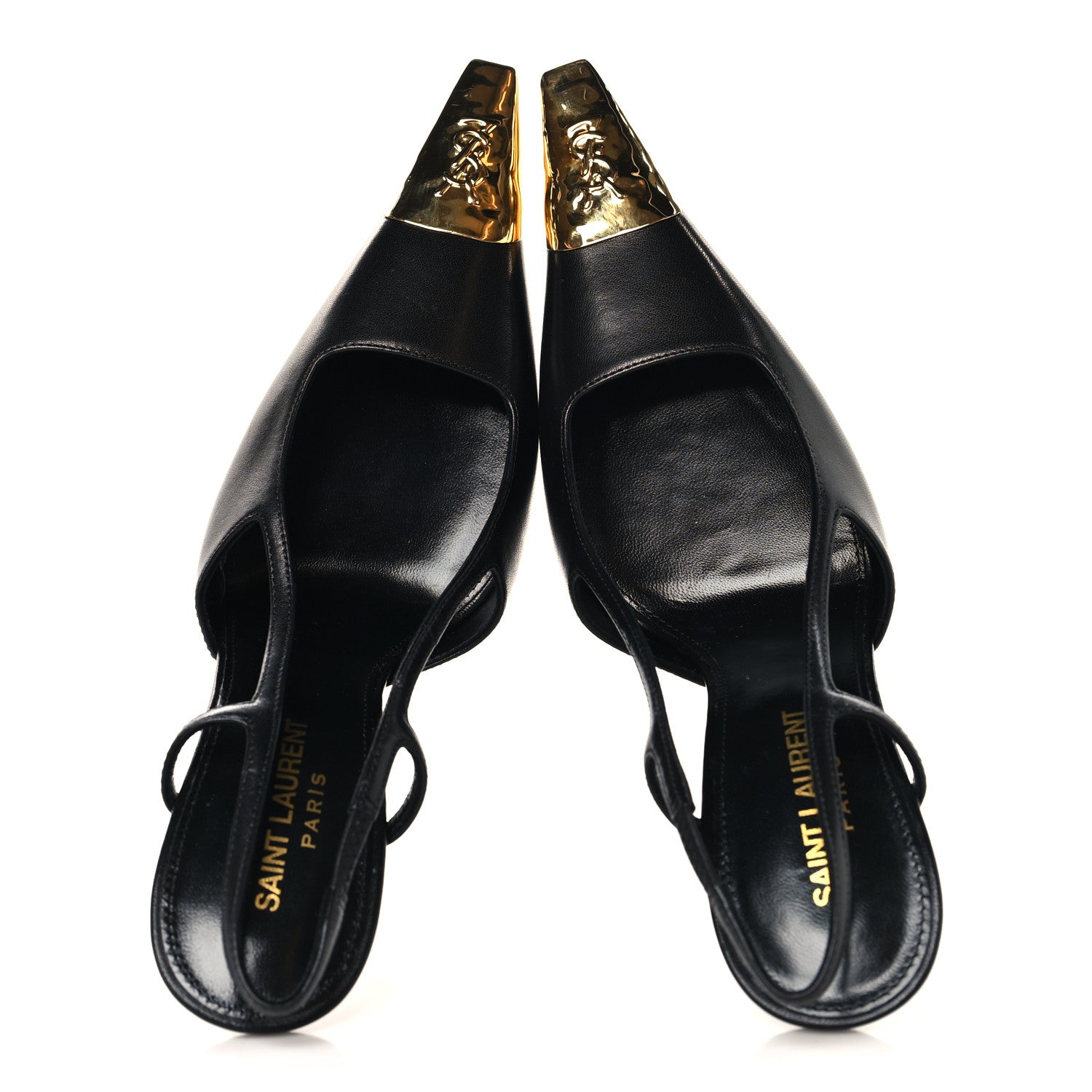 Saint Laurent Smooth Calfskin Jeanne 110 Slingback Pumps 37 Black 2 of 10