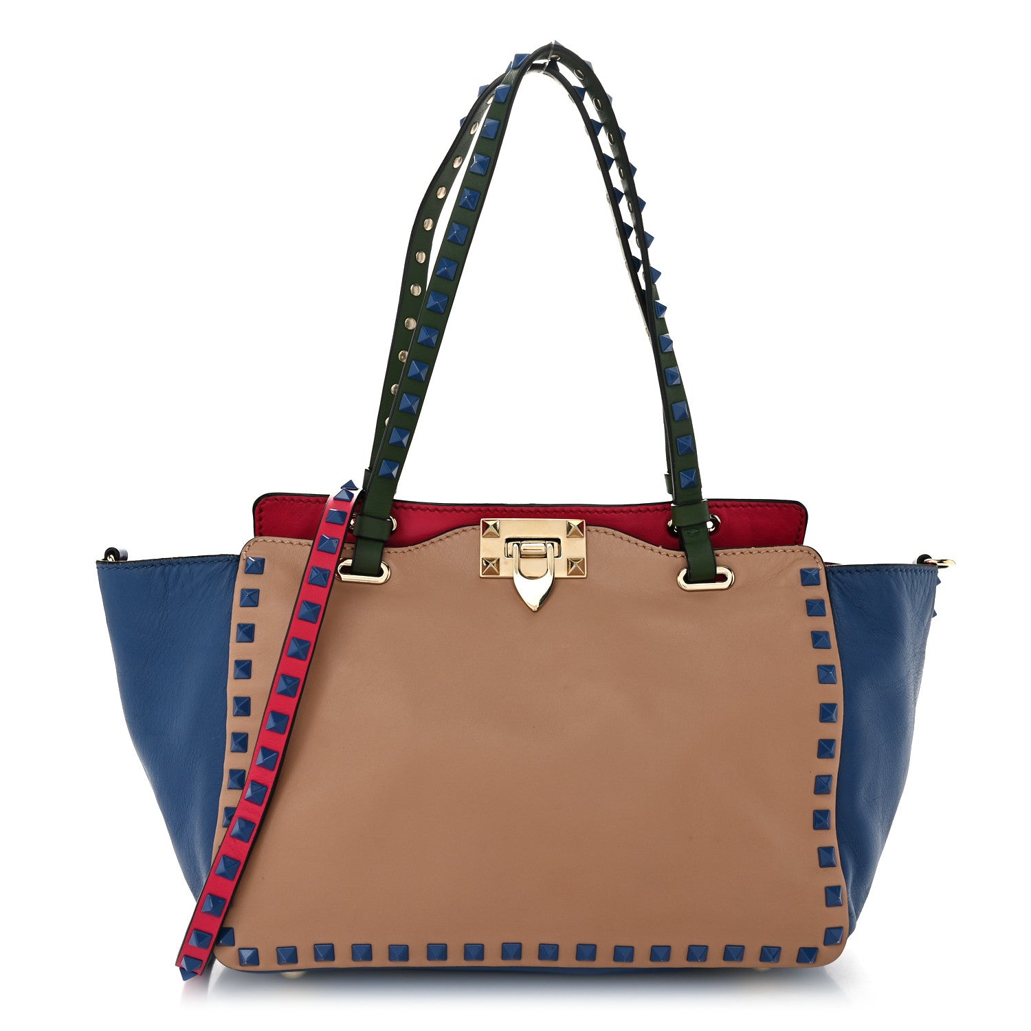 Valentino Garavani Vitello Colorblock Small Rockstud Tote Multicolor 1 of 9
