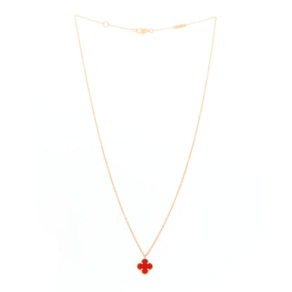 Van Cleef & Arpels 18K Rose Gold Carnelian Sweet Alhambra Pendant Necklace 3 of 5