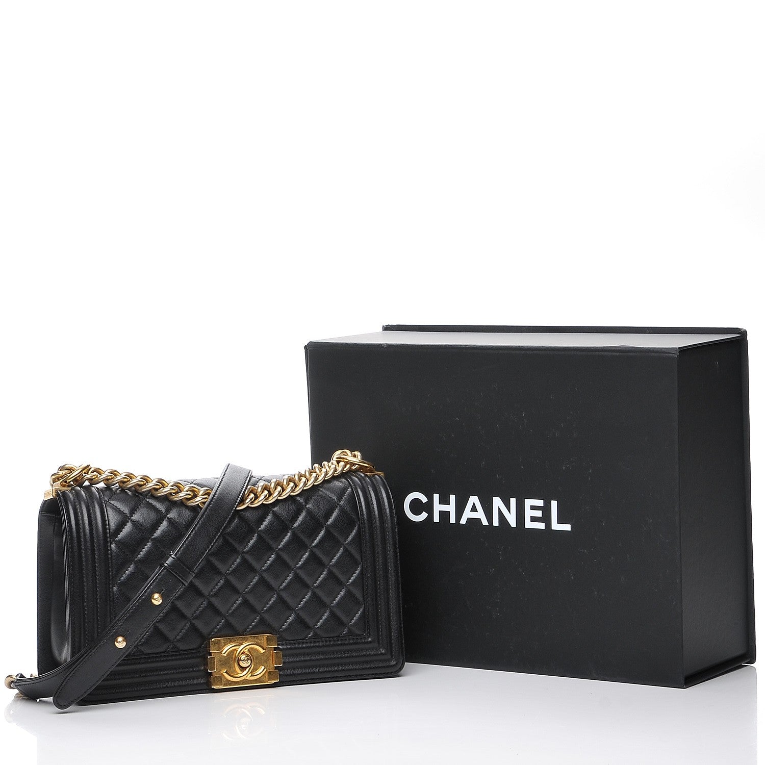 Chanel Calfskin Quilted Medium Boy Flap Black 8 of 8