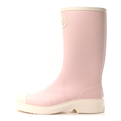 Chanel Caoutchouk CC High Boots 41 Light Pink White 1 of 9