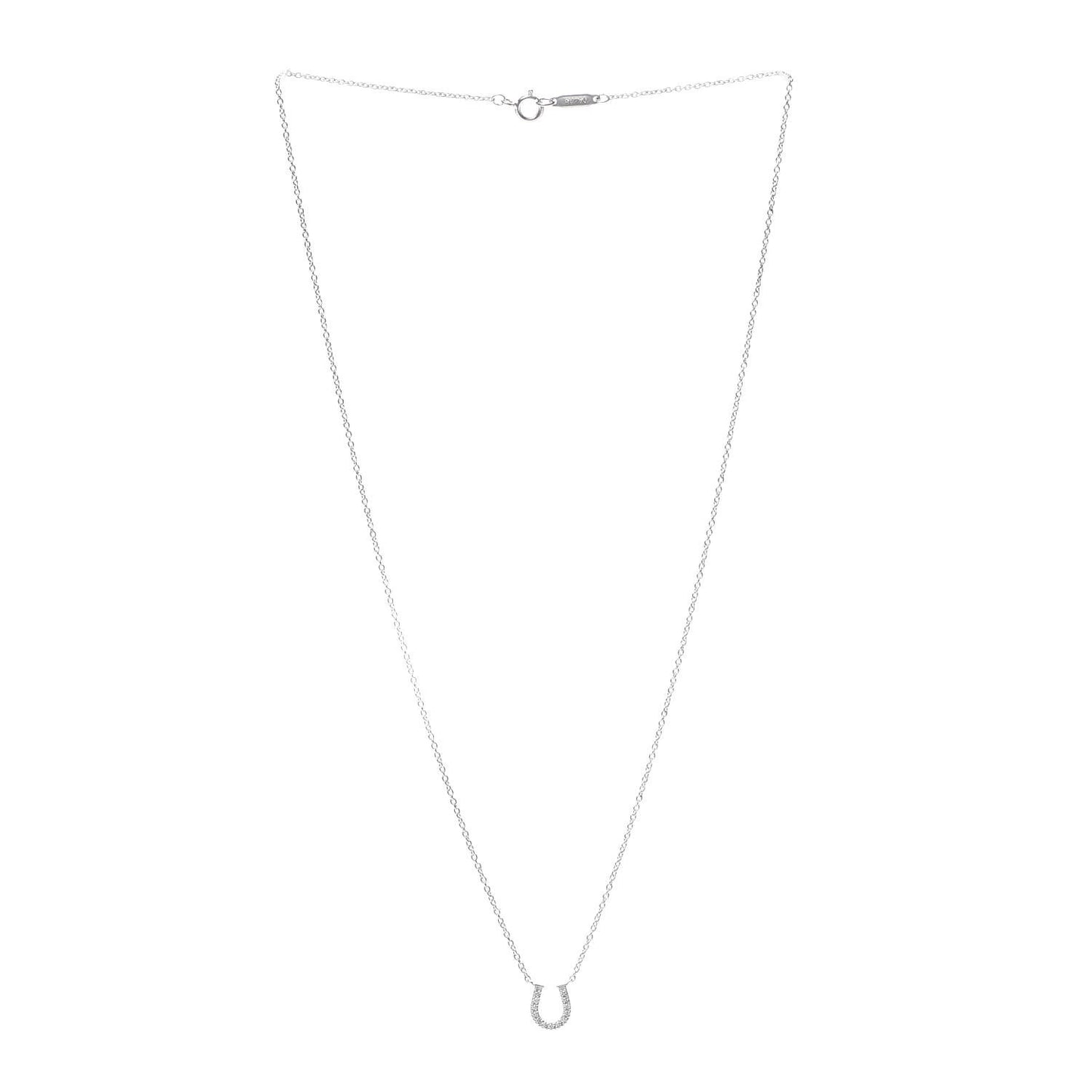 18K White Gold Diamond Mini Metro Horseshoe Pendant Necklace