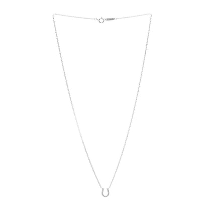 Tiffany 18K White Gold Diamond Mini Metro Horseshoe Pendant Necklace 3 of 5