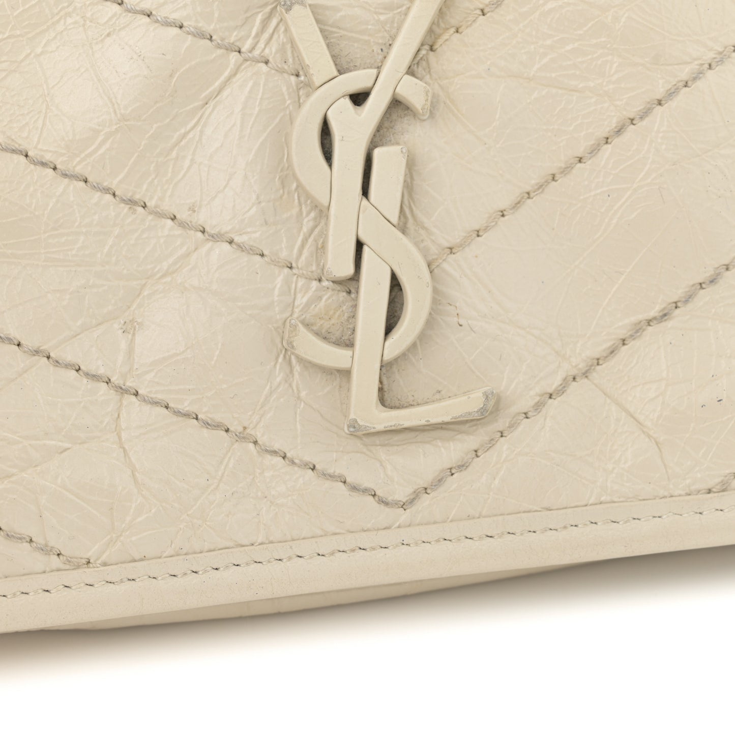 Crinkled Calfskin Matelasse Monogram Niki Chain Wallet Crema Soft