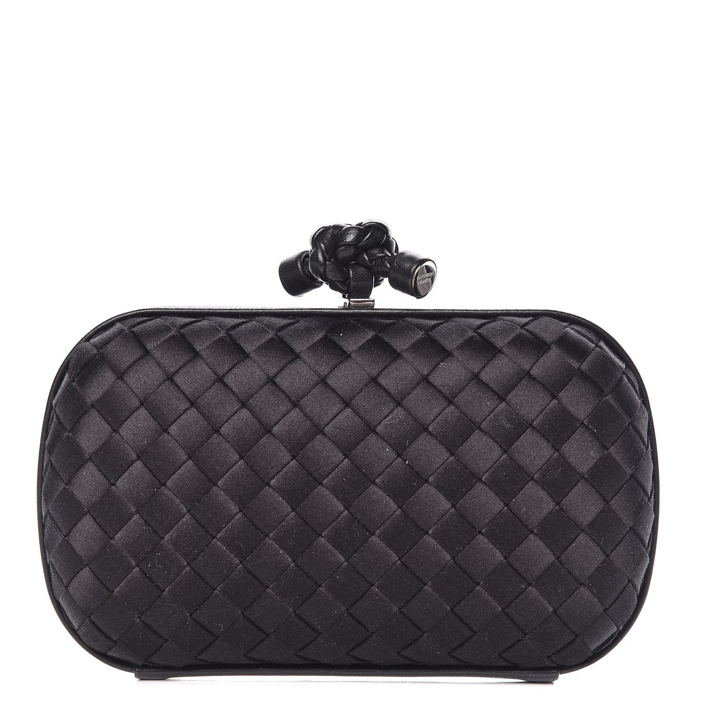 Satin Intreccio Impero Knot Clutch Black