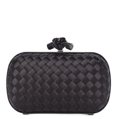 Bottega Veneta Satin Intreccio Impero Knot Clutch Black 1 of 8