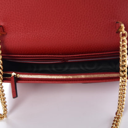 Gucci Dollar Calfskin Mini GG Marmont Chain Wallet Hibiscus Red 5 of 8