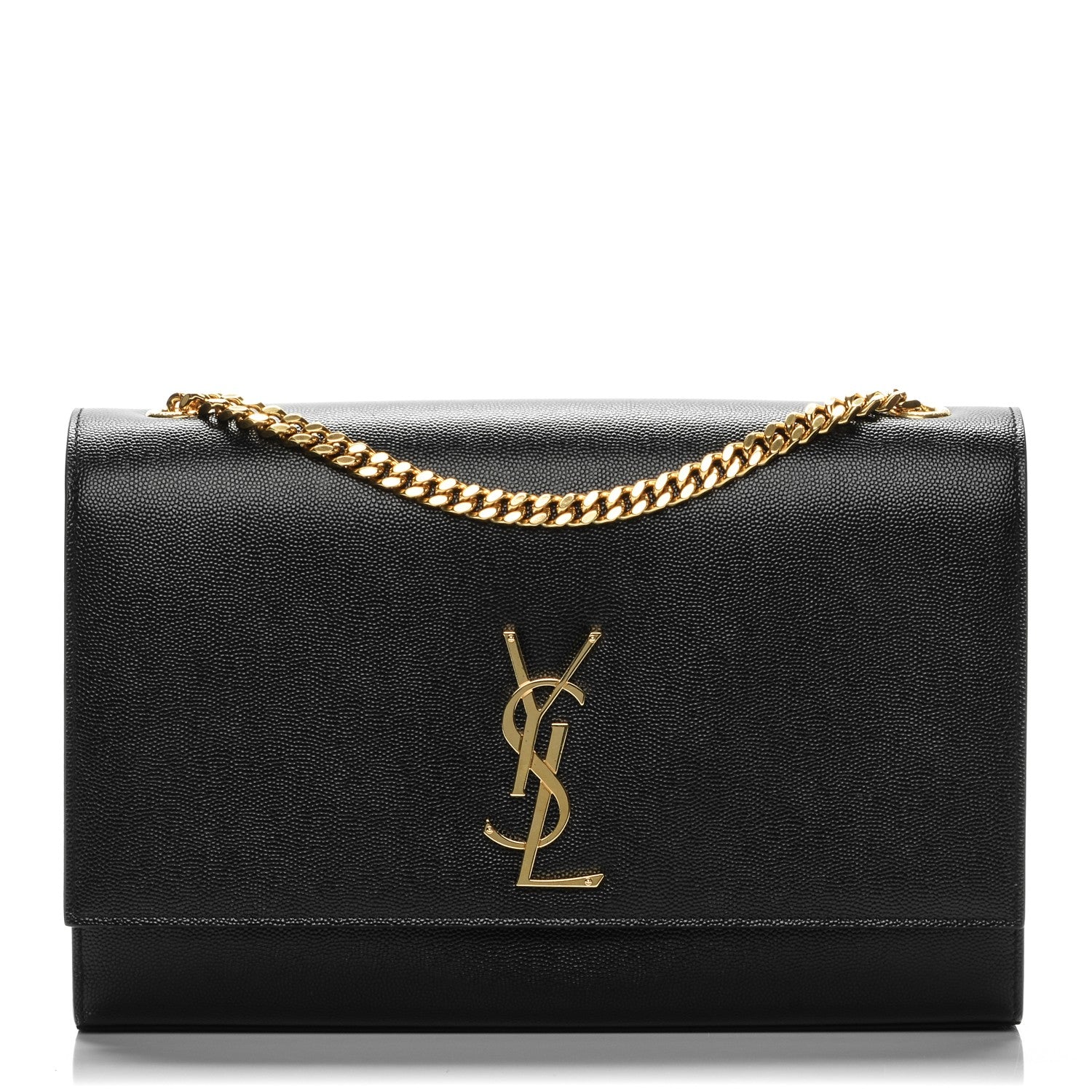 Saint Laurent Grain De Poudre Large Classic Monogram Kate Satchel Black 1 of 6