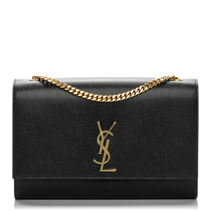 Saint Laurent Grain De Poudre Large Classic Monogram Kate Satchel Black 1 of 6