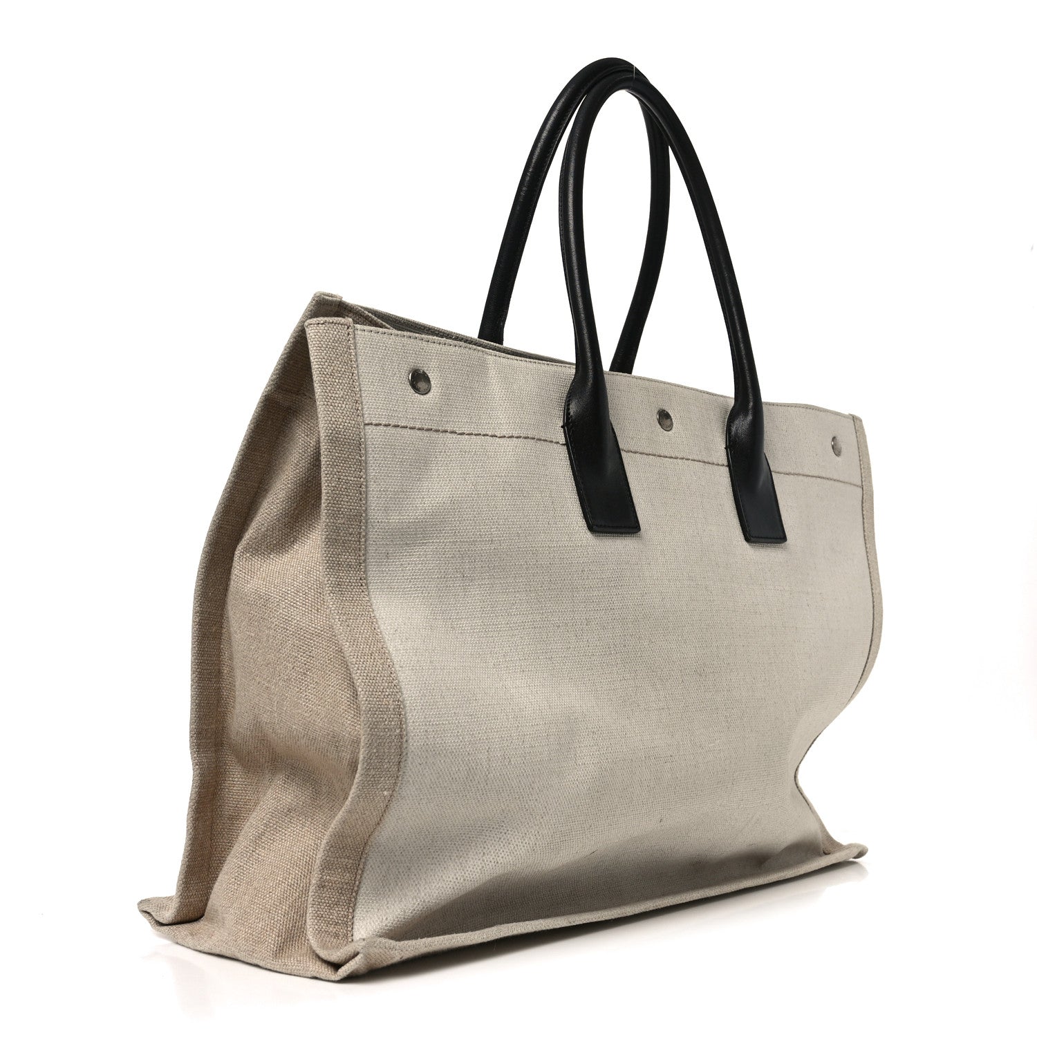Saint Laurent Linen Calfskin Rive Gauche Tote Optic White 3 of 10