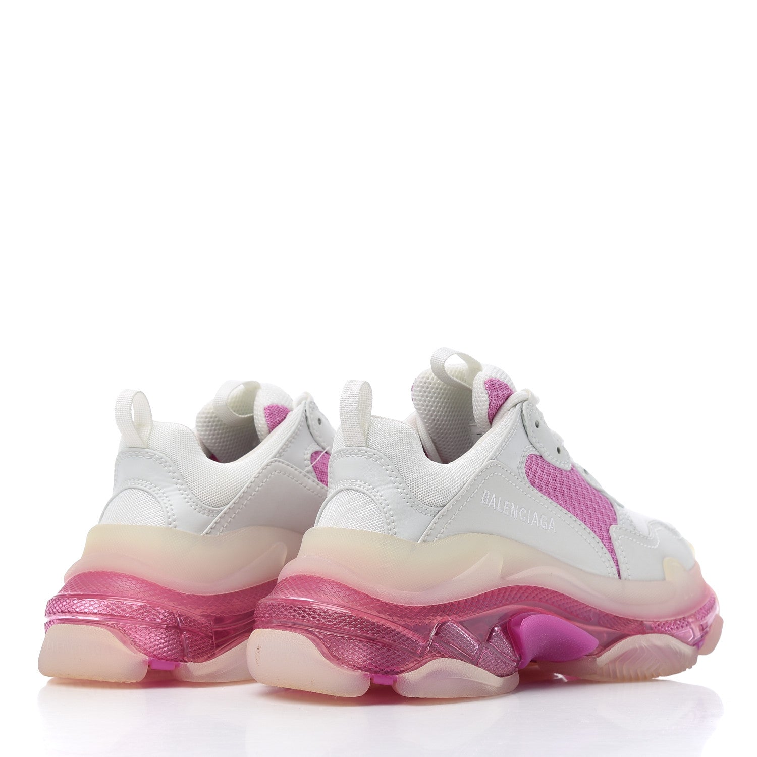 Balenciaga Fabric Mesh Clear Sole Womens Triple S Sneakers 37 White Pink 4 of 17