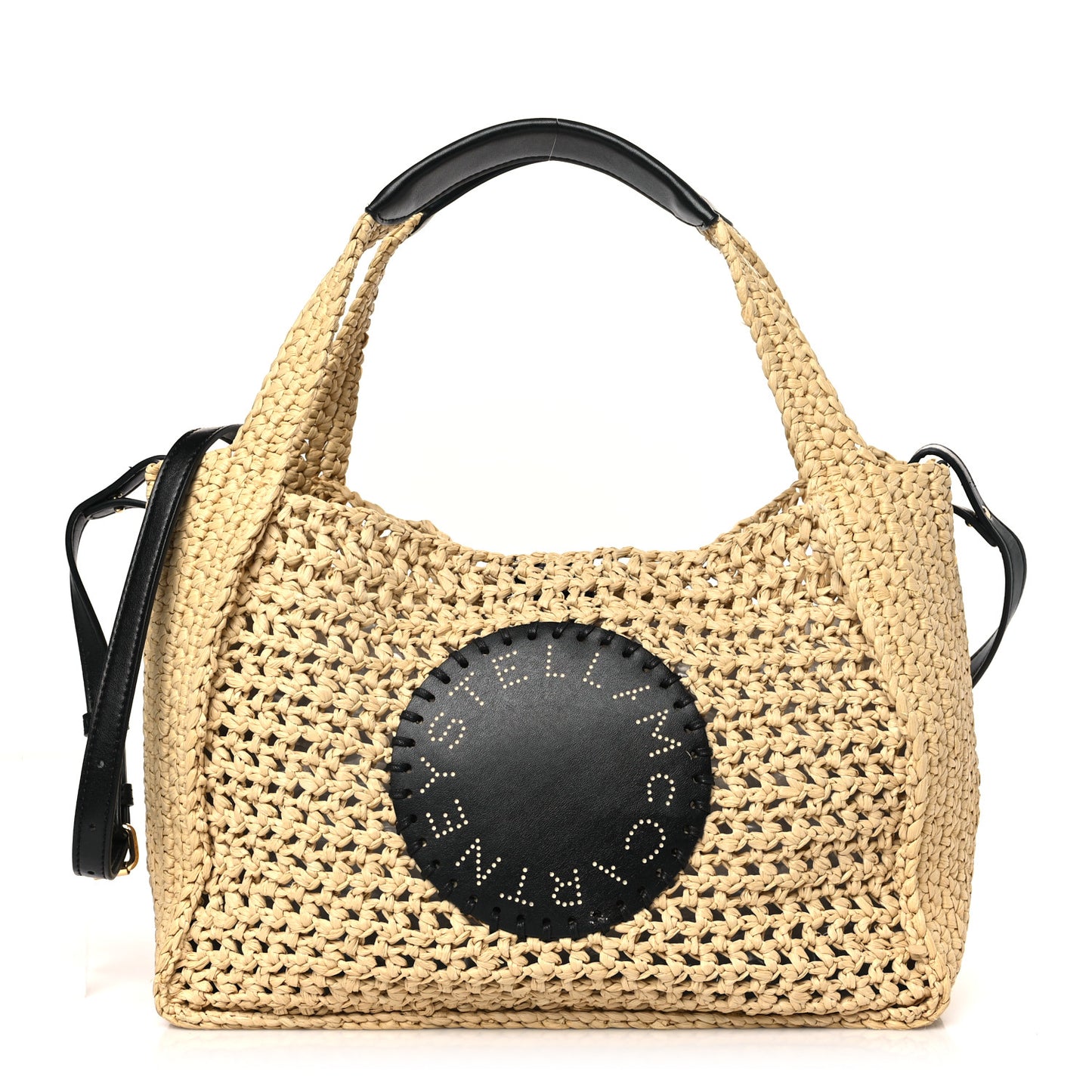 Braided Raffia Eco Alter Napa Perforated Logo Crossbody Bag Natural