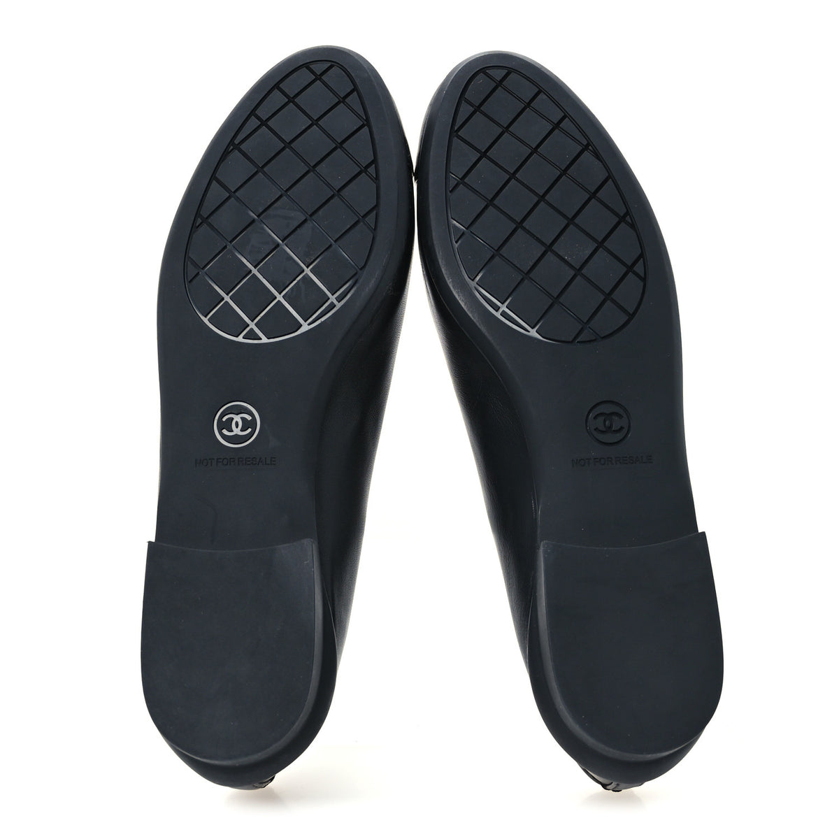 Lambskin Cap Toe CC Uniform Ballerina Flats 37 Black