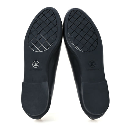 Chanel Lambskin Cap Toe CC Uniform Ballerina Flats 37 Black 6 of 10