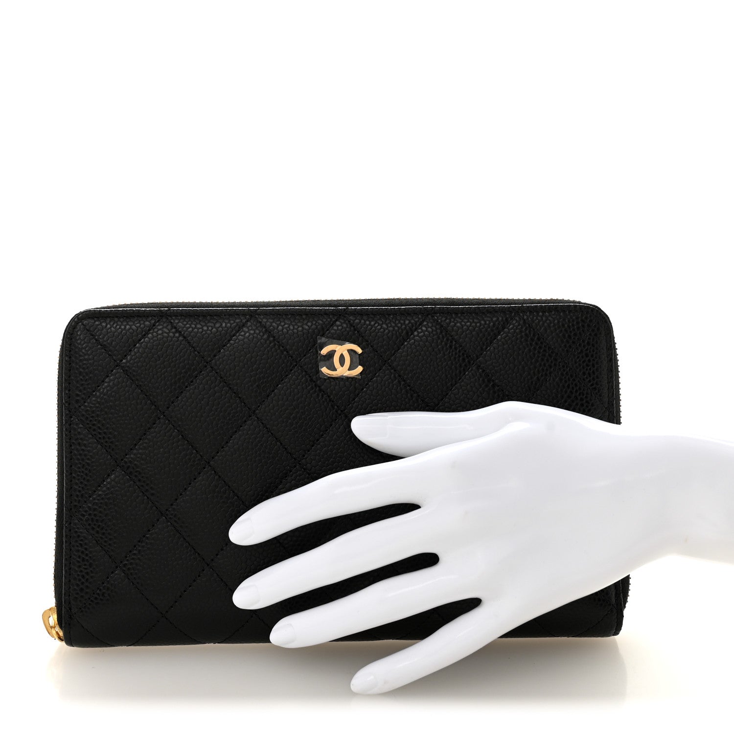 Chanel Caviar Quilted Large Zip Around Organizer Wallet Black 2 of 9