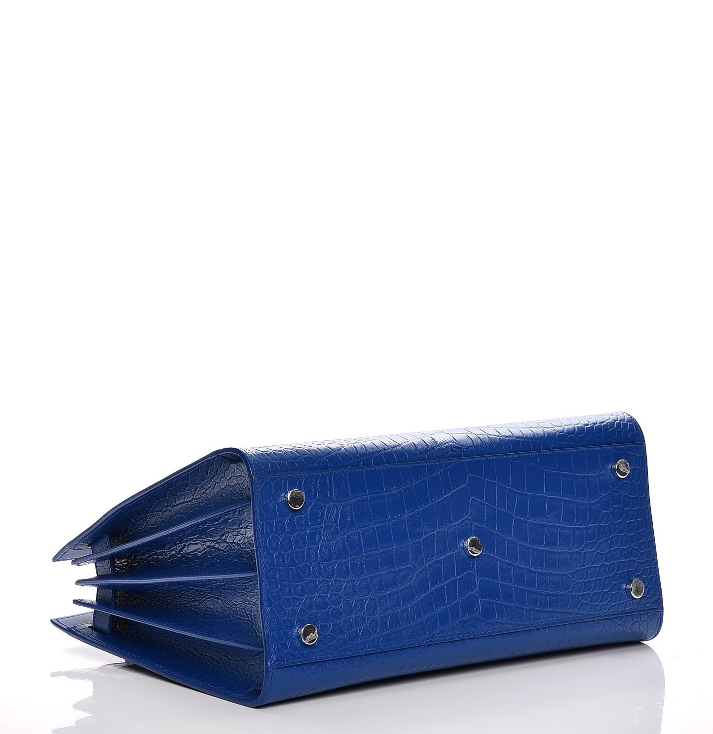 Calfskin Crocodile Embossed Small Sac De Jour Royal Blue