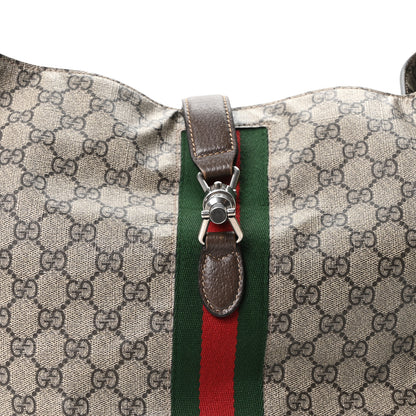 Gucci Tender GG Supreme Monogram Textured Dollar Calfskin Web Medium Jackie 1961 Crossbody Bag Beige Ebony New Acero 8 of 10