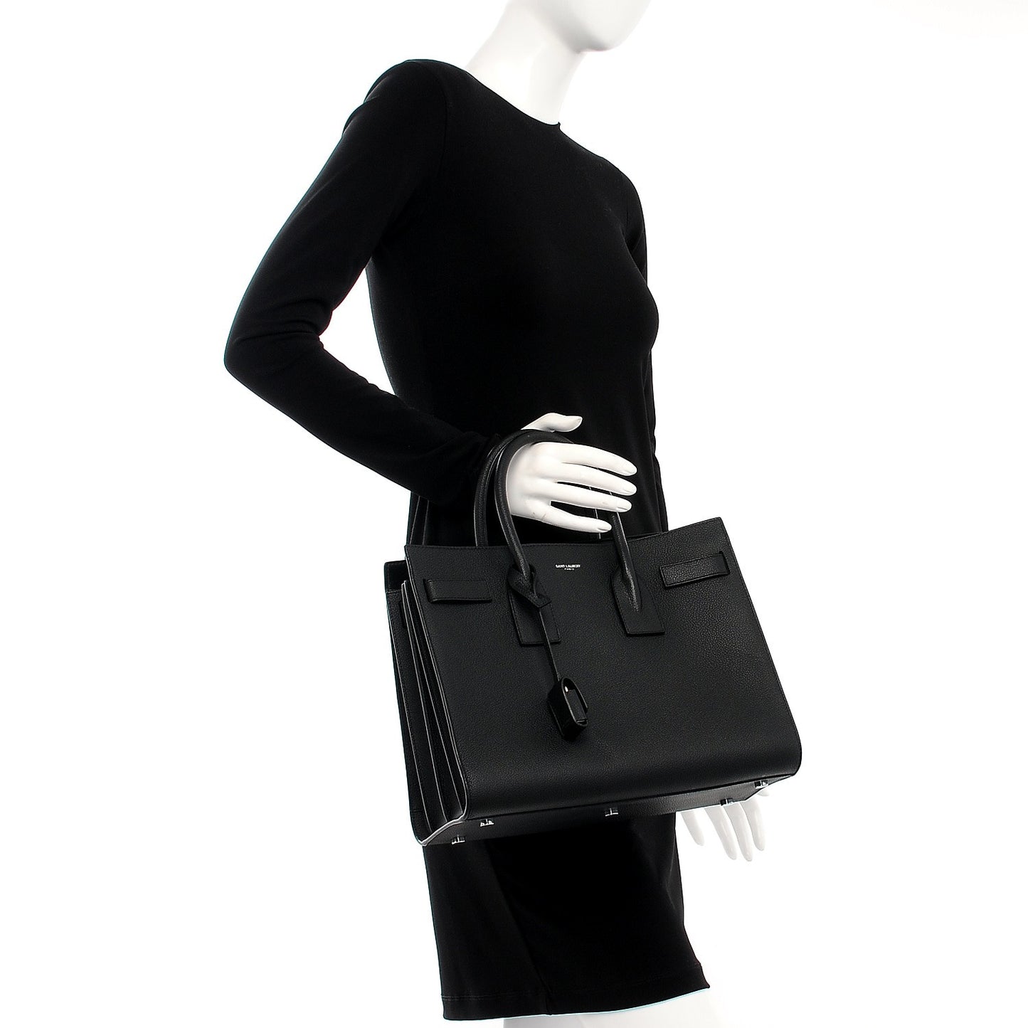 Grained Calfskin Small Sac De Jour Black