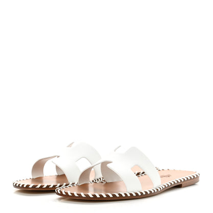 Hermes Calfskin Braided Oran Sandals 40.5 White 3 of 8