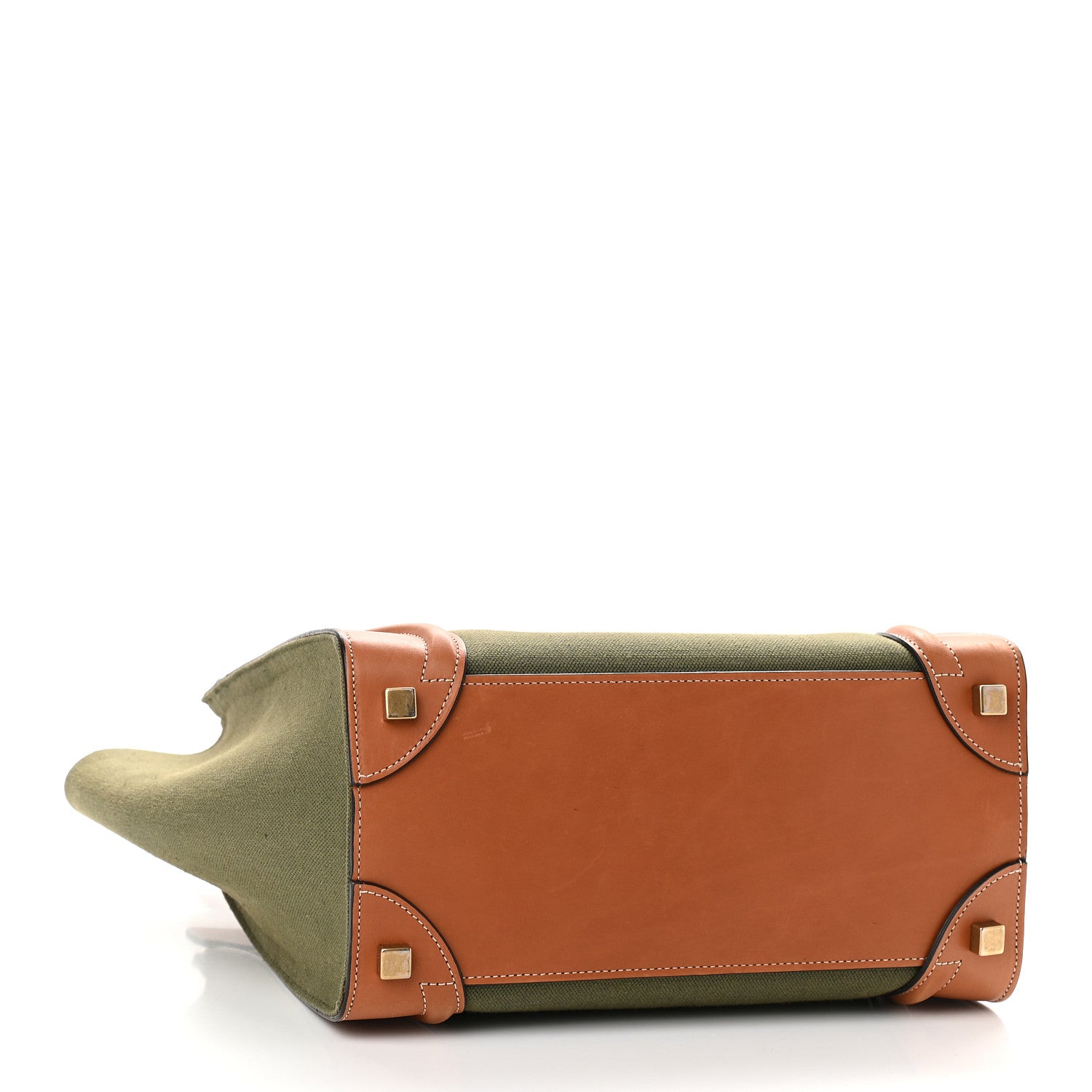 Celine Textile Smooth Calfskin Micro Luggage Multicolor Khaki Tan 3 of 10